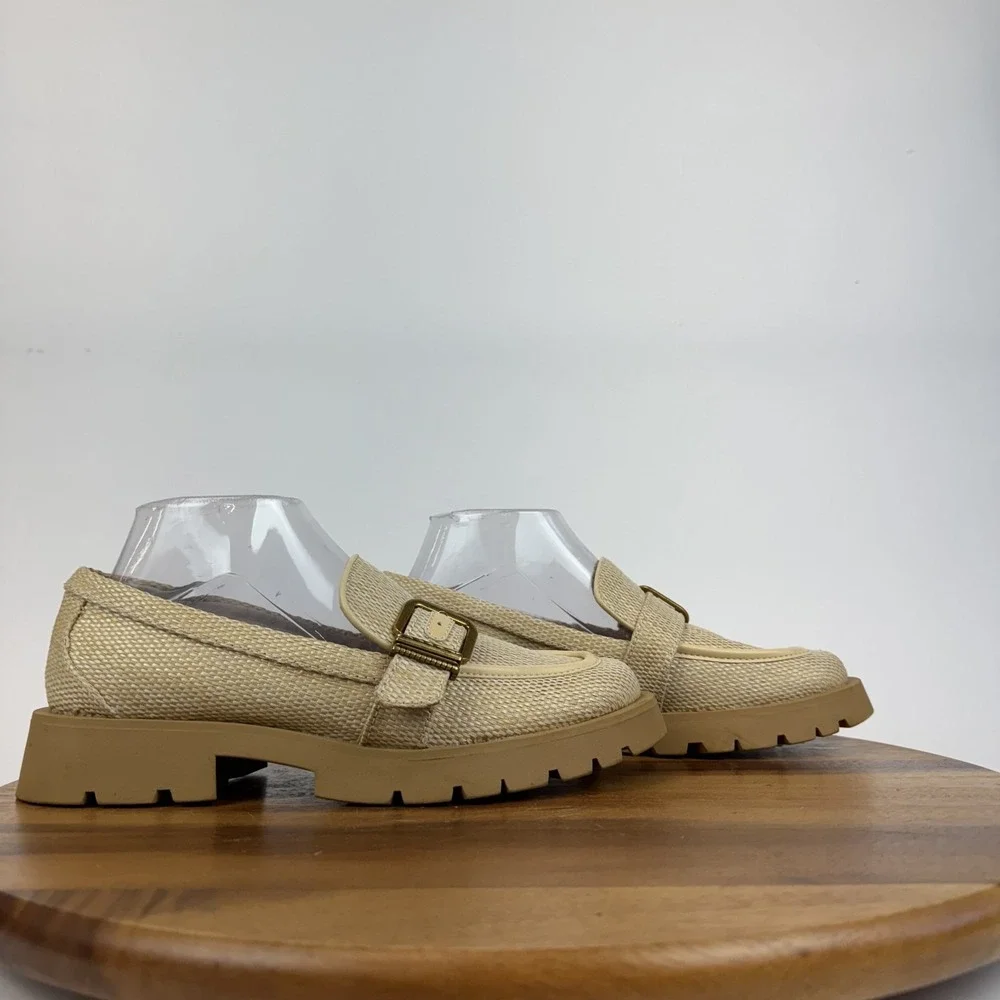New Womens Dolce‎ Vita Ericka Beige Woven Platform Casual Loafers Size 8 M NWOB